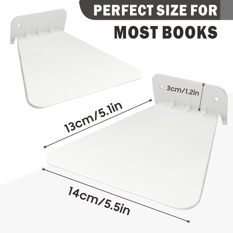 chic2click Invisible Bookshelf Set of 3 White Floating Bookshelves Metal
