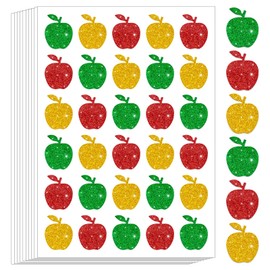 600Pcs Glitter Apple Stickers, Apple Shape for Kids, Back to School for Teachers Reward Stickers for First Day of School Fall Classroom Decor Incentives