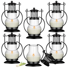 Tioncy 6 Pcs Citronella Candles Lantern Outdoor with Vintage Metal Holder 5.5" Scented Lemongrass Candles Natural Citronella Soy Wax Candle for Home Patio Front Porch Camping Indoor Outside Decoration