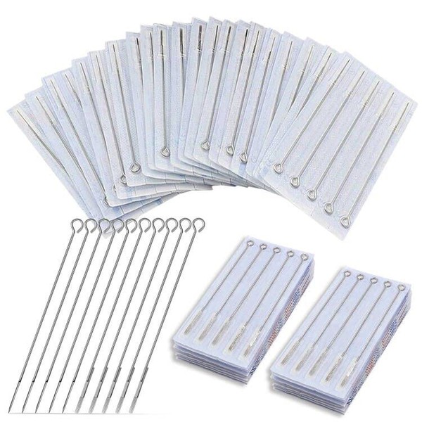 Combofix 200PCS Mixed Needles with 3RL 5RL 7RL 9RL 3RS 5RS 7RS 9RS 5M1 7M1 Disposable Pre-Cleaned Needles for Machine Kit Supplies