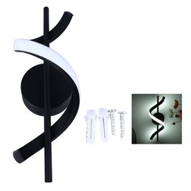 LED Wall Sconce Lighting 18W 3000K Warm White Modern Spiral Wall Lamp for Bedroom Living Room Office Hallway  Black