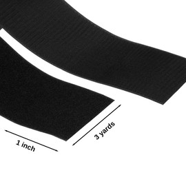 4 Inch Wide Black Sew On Hook & Loop Tape - Non-Adhesive 3 Yd Length Nylon Hook Loop Fabric Fastener Set for Handbags, Clothing, Shoes, Backpacks & DIY Crafts