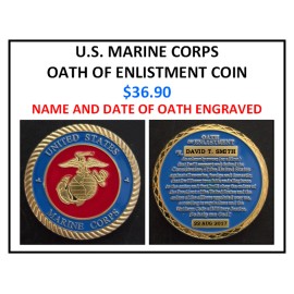 Challenge Coin: Oath of Enlistment US MARINE CORPS ENGRAVED with NAME & DATE
