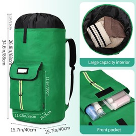 SUOVOCK Extra-Large Heavy Duty Laundry Bag Backpack - Drawstring Closure (Grass Green)