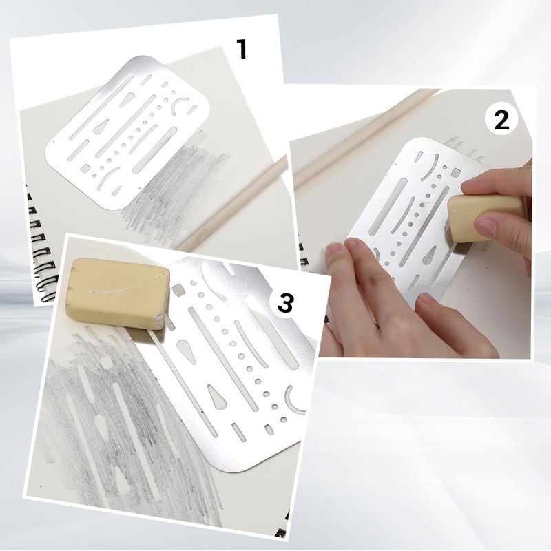 4 PCS Eraser Shield Stainless Steel Drawing Template Shield Drafting