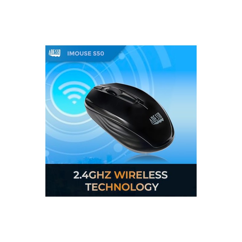 Adesso Ergonomic iMouse S50 - Wireless Optical Mouse