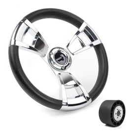 RASTP 13.5 Inch Boat Steering Wheel Keyway 3 Spokes with 3/4“ Axle Marine Steering Wheel Adapter for Most Marine boats,Vessels,Yachts,Pontoons Boat