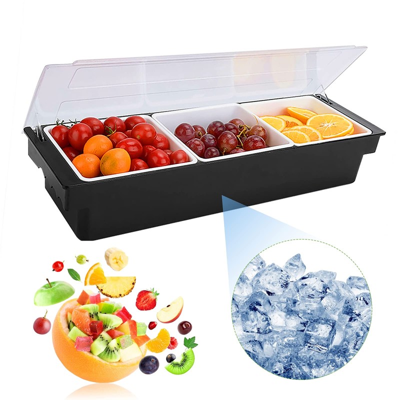 POWLAB Ice Cooled Condiment Serving Container Fruit Veggie Condiment Caddy