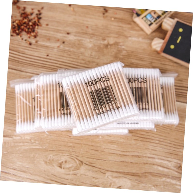 Baluue 100pcs Cotton Stick Swab Cotton Swabs White Wooden