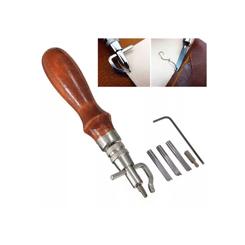 TECHTONGDA Multi-function Leathercraft Groover Skiving Edger Beveler Leather Stitching Tool