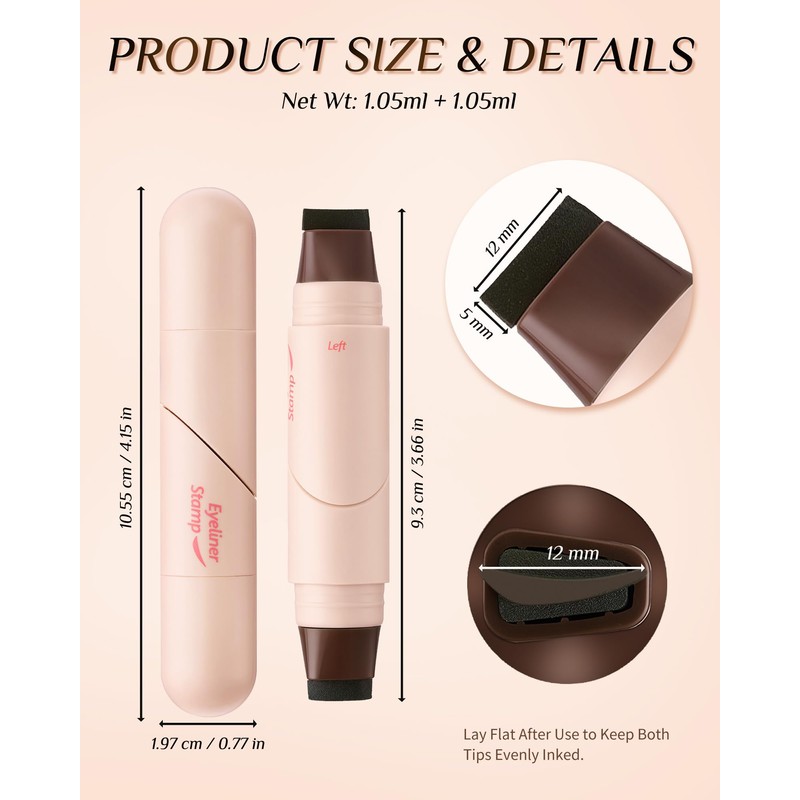SUMEITANG Black Winged Eyeliner Stamp Pen, Dual Head 90° Rotating