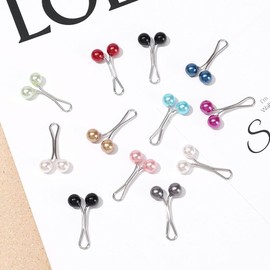 12pcs Multicolor Headscarf Pearl Pins Clips U Shape Hijab Scarf Lady Muslim Scarf Shawl Clips Scarf Brooches Pin Jewelry Accessories(Black and White andGold) Women's Brooches and Pins