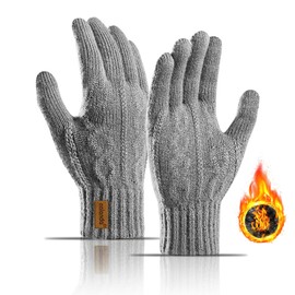 HORADON Men's Winter Gloves, Cold Protection, Knit Gloves, Fleece Lining, Raises 5°C Instantly, Smartphone Compatible, Warmth Soakes, Warmth, Warmth, Warmth, Ergonomic, Warm, Soft, Stretchable, Motorcycle, Cycling, Commuting to Work or School, Unisex, gr