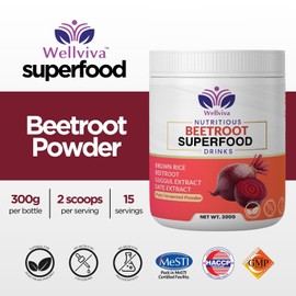Wellviva Beetroot Superfood Nutritious Oat Drink 300g I Natural Nitric Oxide Booster, Prebiotic & Fiber with 101 Fruits & Vegetables, Boosts Metabolism, Superfood for Stamina, Beetroot Powder