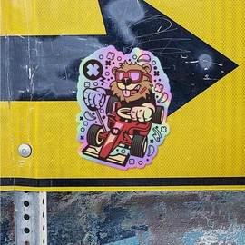 Holographic Decal Stickers of Beaver Racer Premium Waterproof Vinyl Decal Stickers for Laptop Phone Accessory Helmet Car Window Mug Tuber Cup Door Wall Decoration - USCVER3f69791HO0124