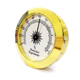 Hygrometer, Round Analogue, Cigar Hygrometer, Easy to Carry, Durable, Stable, Advanced Moisture Sensor, Golden