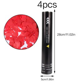 Taozoey Red Heart Confetti Cannon x 4, Party Popper, Confetti Cannon Wedding, Confetti Shooter, Confetti Cannons for Wedding, Party, Birthday, New Year's Eve
