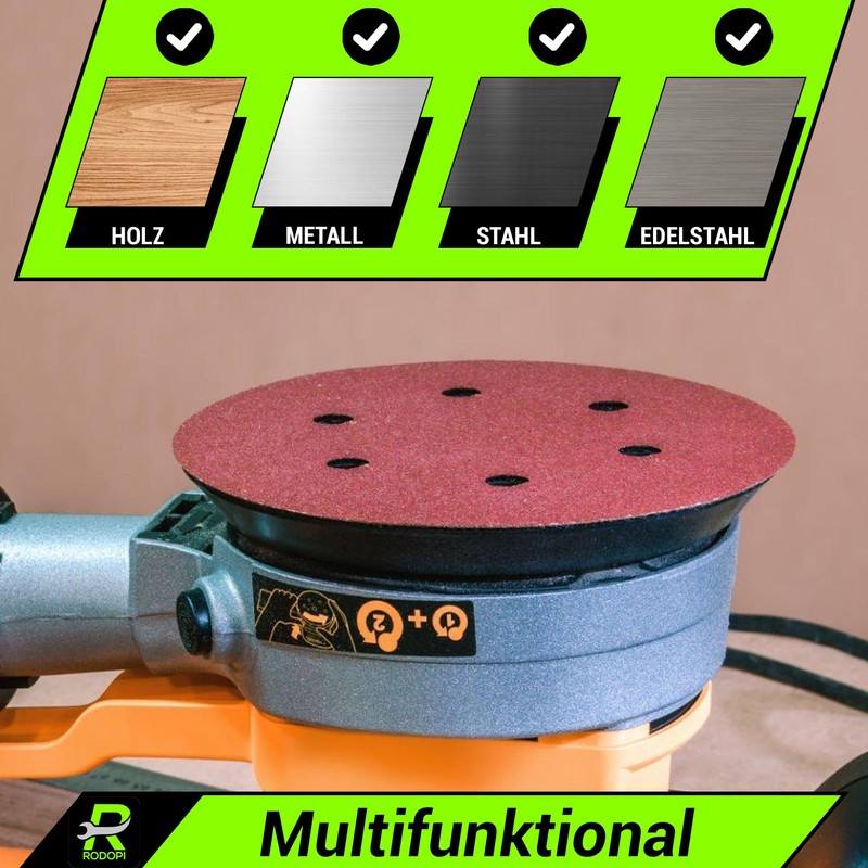 RODOPI RedDevil Sandpaper 125 mm Velcro Grit 40-320 Sanding Discs