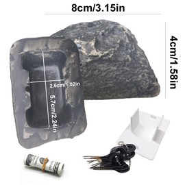 ARJDXDP Key Stone, 1PCS Imitation Stone with Secret Compartment, Artificial Stone for Geocaching (black)