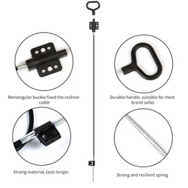 2Pcs Sofa Recliner Pull Cables Replacement，Recliner Sofa Chair Couch Release Lever Pull Handle，Fits Ashley and Most Recliner Sofa Brand，Exposed Cable Length 4.9", Total Length is 31"。 (D ring)