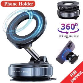 Universal 360° Adjustable Magnetic Vacuum Suction Cup Car Phone Holder Mount For MagSafe