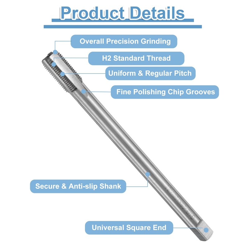 sourcing map Straight Flute Thread Tap, G1/8-28 Screw Threading Tapping