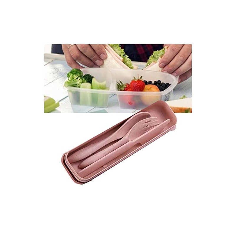 Juego de Utensilios de Viaje, Cubiertos de Paja de Trigo,