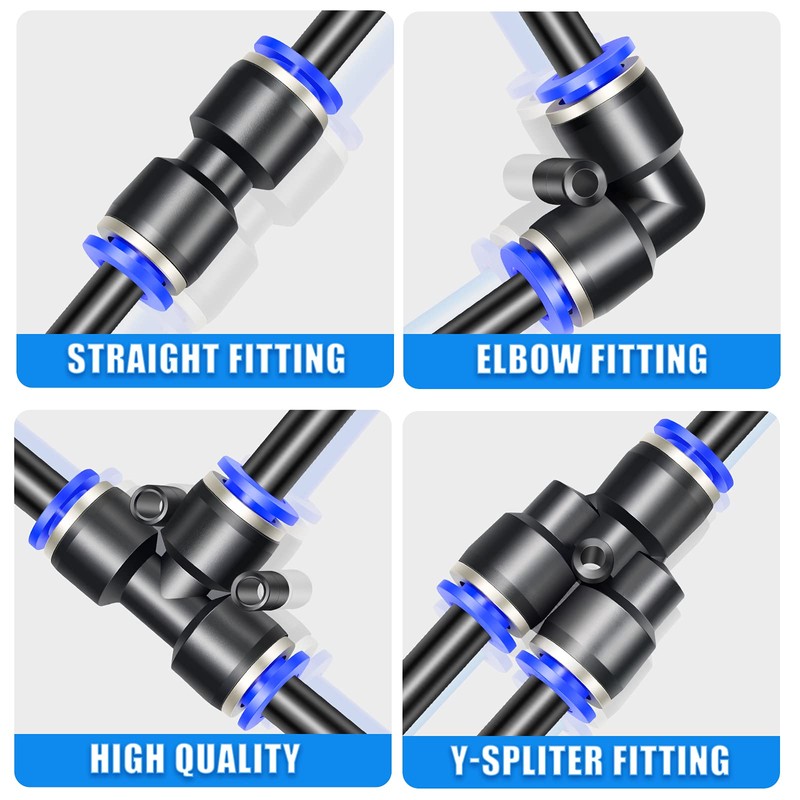 ERGAOBOY 10 Pcs Blue 12mm OD 3 Way Tee Push