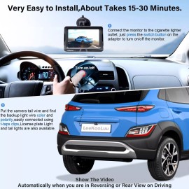 LeeKooLuu Wireless Backup Camera Ease Install - Color Image HD 1080P 5 Inch Monitor Dig...