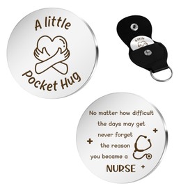 nuozodki Gifts for Nurse Women - Nurse Appreciation Christmas Graduation Retirement RN Practitioner Gifts Keepsake,Pocket Hug Leather Keychain,Stocking Stuffers for Men