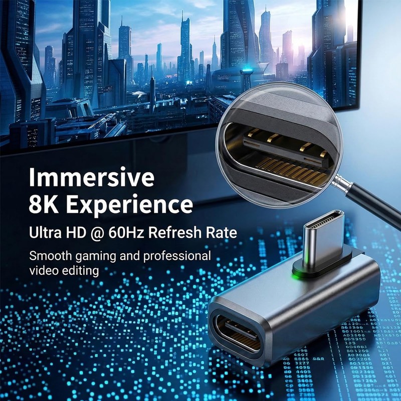 80Gbps USB C Right Angle Adapter, 240W PD Fast Charging