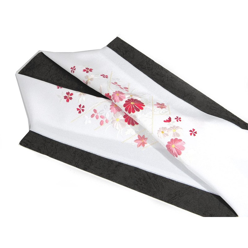 Hinoya Embroidered Half Collar, Silk Cross-weaving, For Furisodes, Red, Half