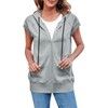 Fisoew Women's Sleeveless Zip Up Hoodies Casual Loose Fit Drawstring