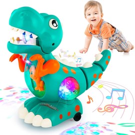 JoyJoyful Baby Dinosaurier Spielzeug ab 1 2 3 Jahre, Dino Spielzeug ab 6 7 8 10 12 Monate, Musikalische Spielzeuge für Babies, Krabbel Spielzeug Mit Led, Babyspielzeug Geschenk für Junge Mädchen