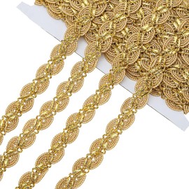 AHANDMAKER 25 Yards 1 Inch Gimp Braid Trim, Gold Metallic Edge Trim, Polyester Woven S Wave Braided Ribbon, Decorative Edge Upholstery Trim for DIY Sewing and Crafts Curtain Lampshade Home Decor