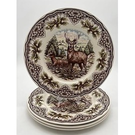 Royal Stafford Stag Deer Dinner Plates Set of 4 Homeland The Victorian English Pottery