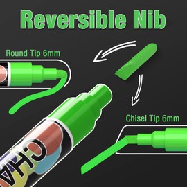 SAKEYR 8 Chalk Pens for Tefal Windows, Washable, 6 mm Chalk Marker, Foil Pen, Wipe-Clean, Neon Chalk Pen, Blackboard Pens, Glass Paint Pens, Chalk Markers, Window Painting Pens, Washable Children