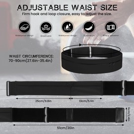 LELE LIFE 2 Pocket Running Belt, Ultra Light Sweat Resistant Fanny Pack for Men Women, Adjustable Waist Bag Money Belt Phone Holder for Runners Fitness Exercise Workout (Black，L 70cm - 90cm Waist)