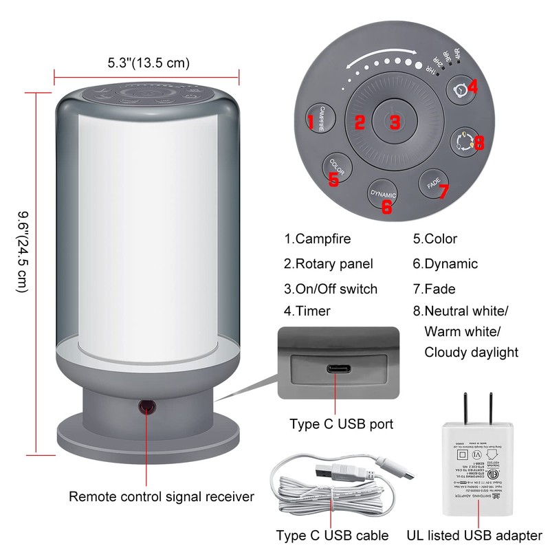 HONGUT LED Color Changing Table Lamps, Dimmable Bedside Lamp with