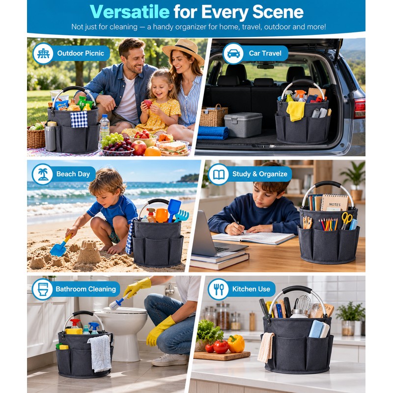 17L Cleaning Caddy for Home Organization – Foldable Oxford Storage