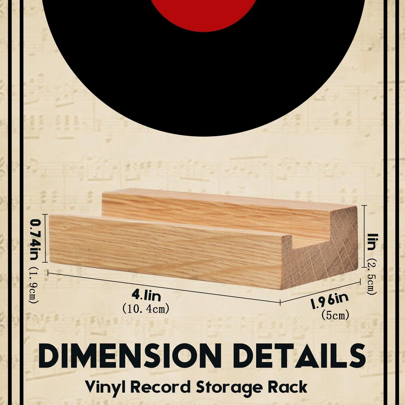 PHOENANCEE Solid Oak Wood, Record Wall Mount Shelf, Record Display