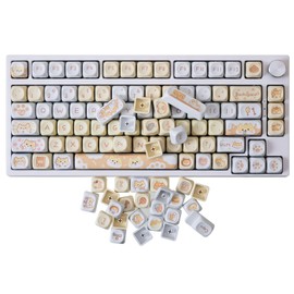 GK GAMAKAY 132 Keys Yellow&White Keycaps Set, MOA Profile PBT Thermal Sublimation Keycap Set for 61/68/75/80/84/87/98/104/108 Layout Mechanical Gaming Keyboard (Yellow)