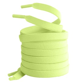 YSevenup 1 Pair + 1 Pcs No Tie Flat Shoelaces, Neon Green, 43.3inch(110cm)