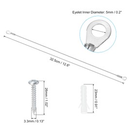 PATIKIL Cabinet Door Restraint Kit 1.5mm x 30cm, 6 Pack Stainless Steel Flexible Braided Cable Door Hinge Limiter for Limiting Chest Cupboard Door Opening Angle Swing