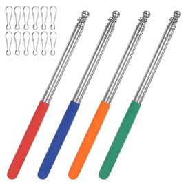 M METERXITY 4-Pack 5.25Ft/1.6M Telescopic Handheld Flagpoles, Telescopic Flag Pole with Clips Portable Stainless Steel Flag Pole for Truck/Outside/Tour/Guide/Festival[Red/Blue/Orange/Green]
