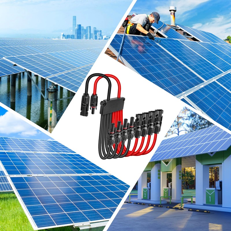JUZUXI Solar Connectors Cable for 4 Solar Panels,IP68 Waterproof Y