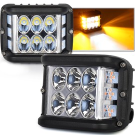 POVTOR Side Shooter LED Pod Lights - 4 inch Off Road LED Light Pods with Dual Yellow Solid & Strobe Spot Beam - ATV UTV SUV 4x4 Boat