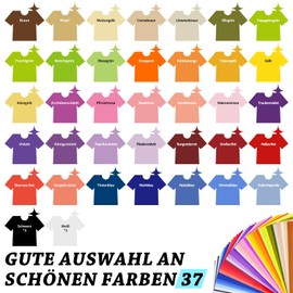 UCEC 41 Pieces 14 cm x 30.5 cm Smart Iron On for Cricut Joy, Plotter Film Textile, Heat Transfer Vinyl with 37 Different Colours, Flex Film Plotter Textiles for Iron-On for T-Shirts, Hats, DIY