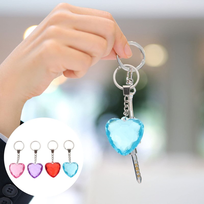 LIFKOME Valentine's Heart Keychain 8Pcs Heart Shape Key Ring Pink