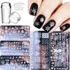 5pcs Christmas Nail Stamping Plates, Snowflake Santa Claus Christmas Tree
